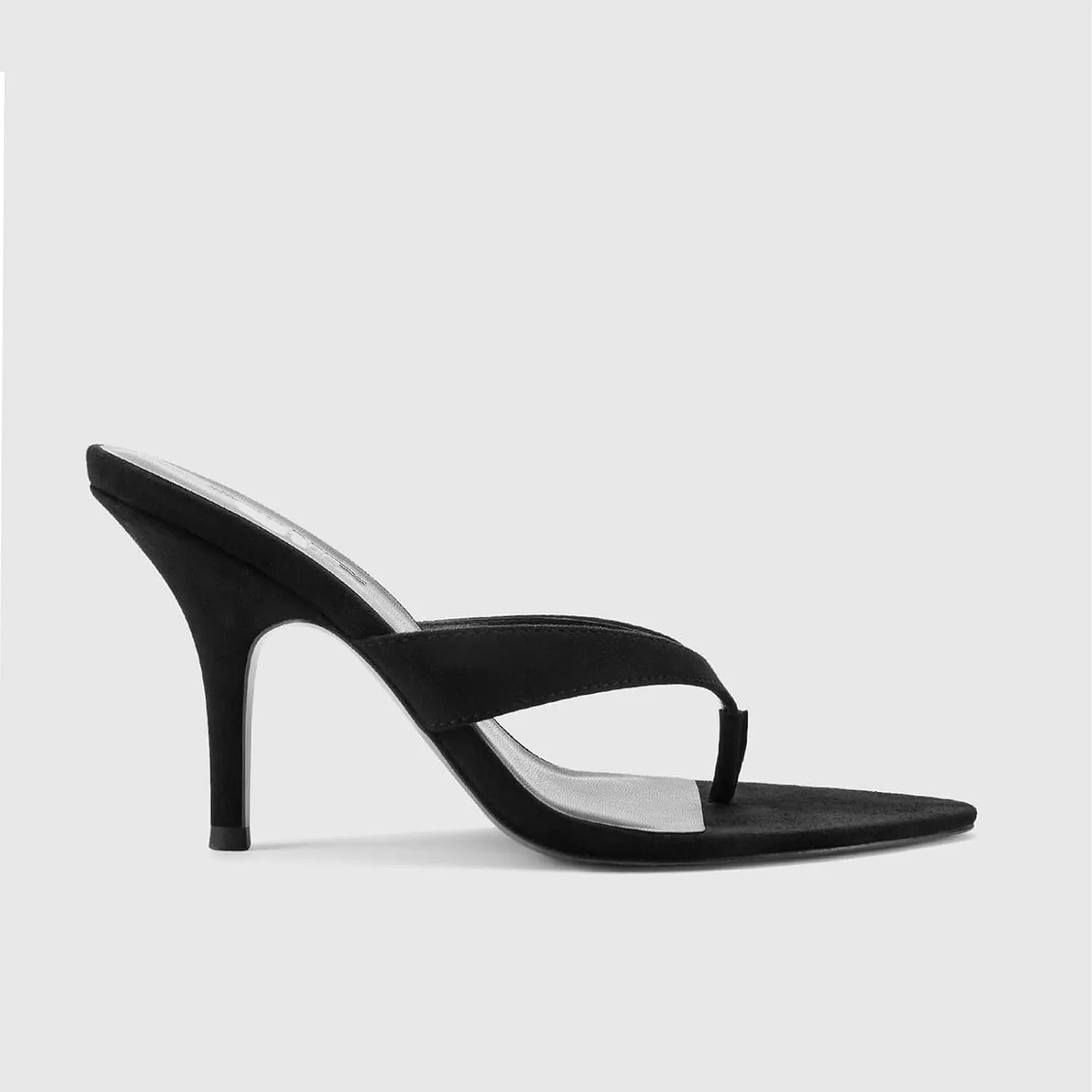 Suede Thong Sandals for Women Open Pointed Toe Stiletto Heels Slip On Backless Heeled Mules Fashion Casual Summer Flip-Flops Shoes