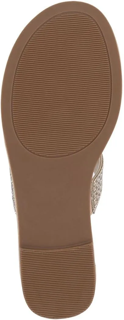 Sugar Women's Strappy Toe Loop Sandals with Cushioned Sole – Open-Toe Slip-On Flip Flops in Vegan Leather