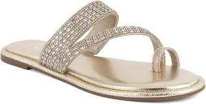 Sugar Women's Strappy Toe Loop Sandals with Cushioned Sole – Open-Toe Slip-On Flip Flops in Vegan Leather