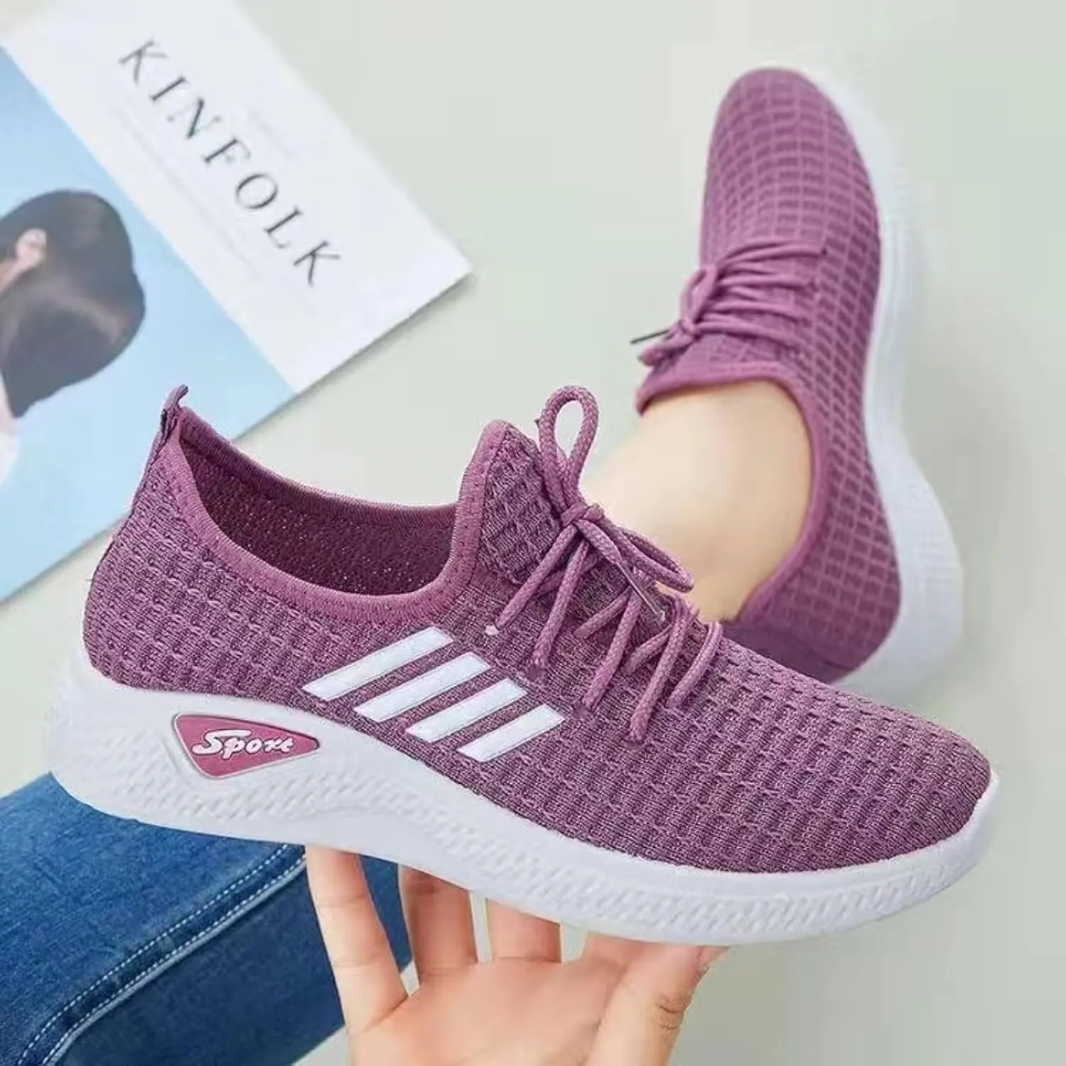 Summer Comfortable and Breathable Soft Sole Sports Leisure Shoes Square Dance Fitness Walking Running Travel Shoes