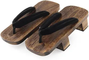 Summer Men's Japanese clogs Slippers,casual and Fashionable dDaily Flip flops,Beach Shoes for Home and Outdoor Wear,Flip flops Wooden Traditional Kimono Geta Sandals