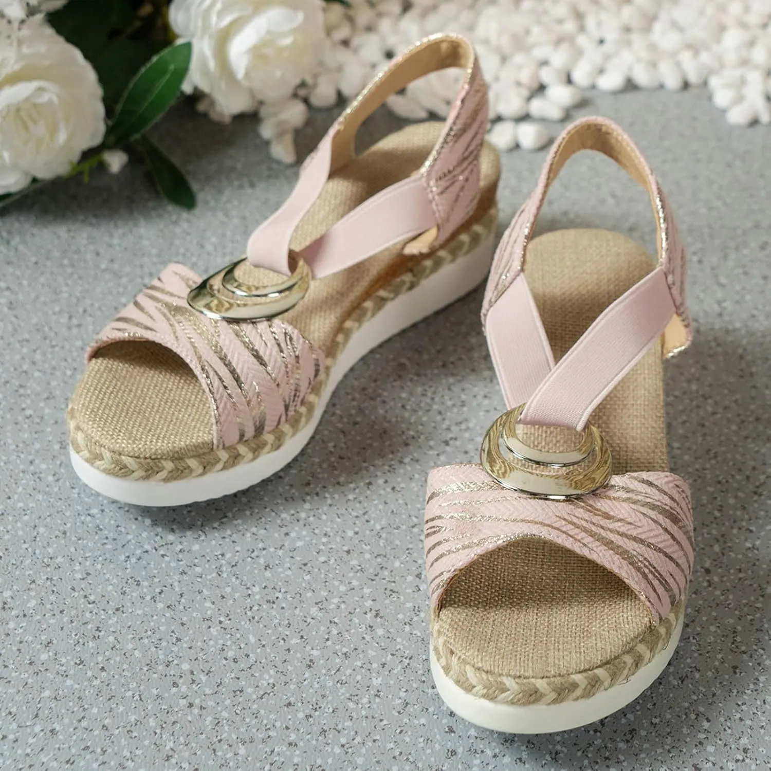 Summer Sandals Thick Soled Rope Platform Soled Roman Sandals Women's Casual Thick Soled Strappy Sandals For Women