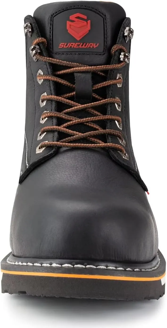 SUREWAY 6” Mens Heavy Duty Soft/Steel Toe Work Boots for Men,Goodyear Welt,Extremely Comfortable Durable Proved,Oil/Slip Resistant,Thicker Leather,Wedge Sole,EH Safety Industrial Construction Boots