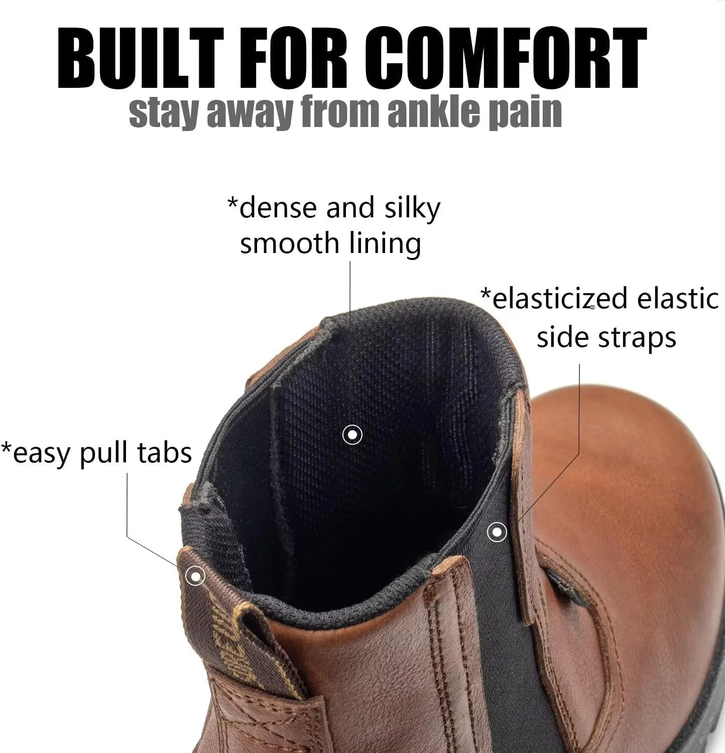 SUREWAY Mens Slip On Soft/Steel Toe Work Boots for Men,Chelsea Work Boots/Shoes,Upgraded Slip/Water Resistant,