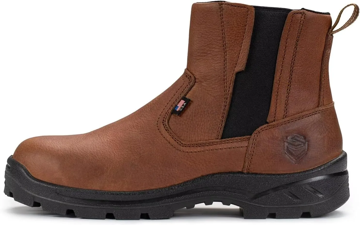 SUREWAY Mens Slip On Soft/Steel Toe Work Boots for Men,Chelsea Work Boots/Shoes,Upgraded Slip/Water Resistant,