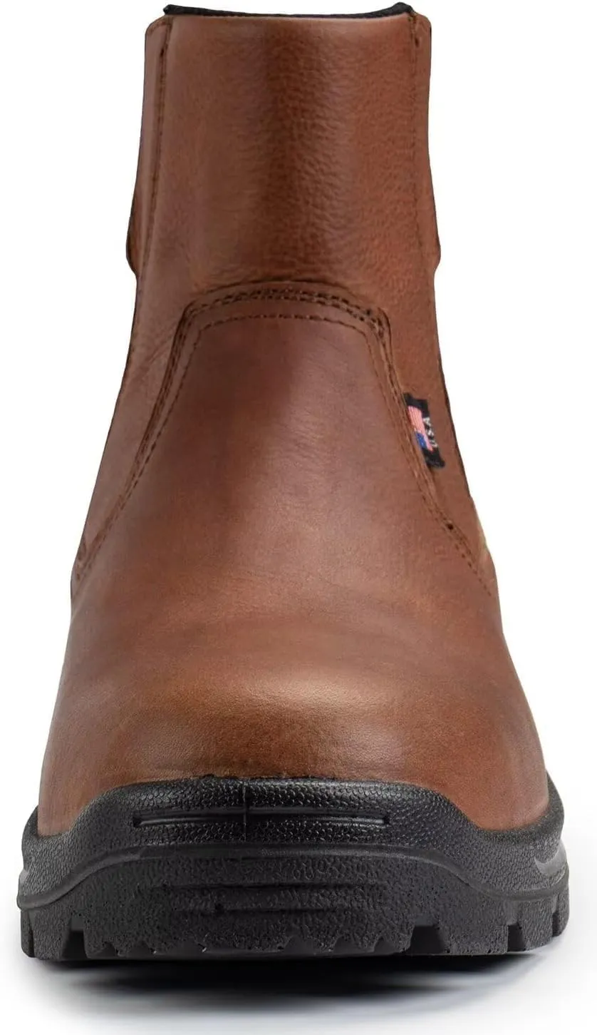 SUREWAY Mens Slip On Soft/Steel Toe Work Boots for Men,Chelsea Work Boots/Shoes,Upgraded Slip/Water Resistant,