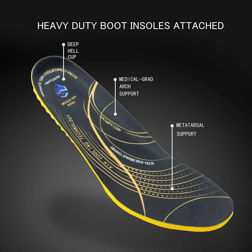 SUREWAY Men's Waterproof Steel/Soft Hiking Work Boots, Lightweight Ultility Lace Up Round Toe Shoes,Water Proof Tactical Military Outdoor Ankle Mens Boot for Construction, Roofing, Hunting