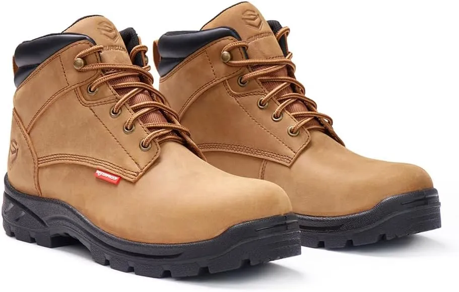 SUREWAY Men's Waterproof Steel/Soft Hiking Work Boots, Lightweight Ultility Lace Up Round Toe Shoes,Water Proof Tactical Military Outdoor Ankle Mens Boot for Construction, Roofing, Hunting