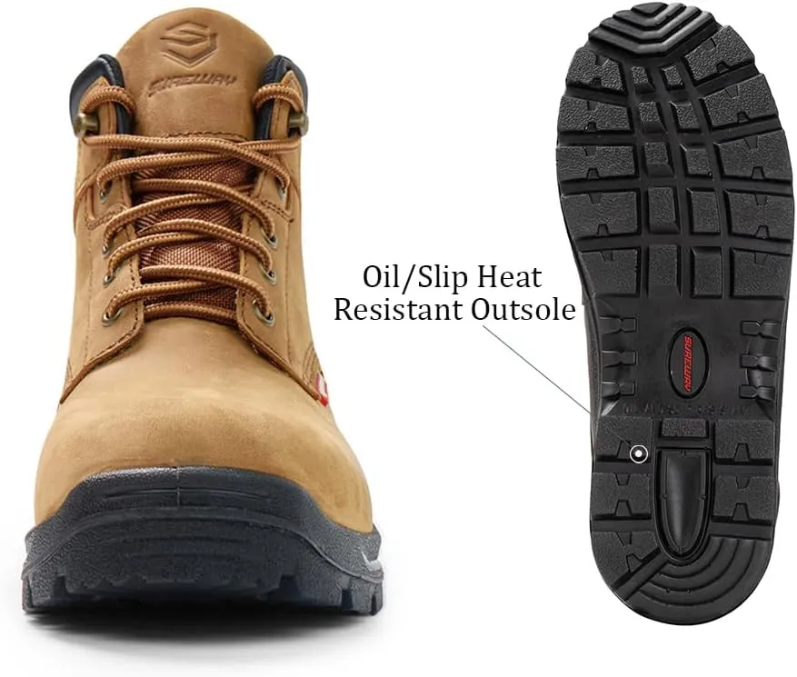 SUREWAY Men's Waterproof Steel/Soft Hiking Work Boots, Lightweight Ultility Lace Up Round Toe Shoes,Water Proof Tactical Military Outdoor Ankle Mens Boot for Construction, Roofing, Hunting