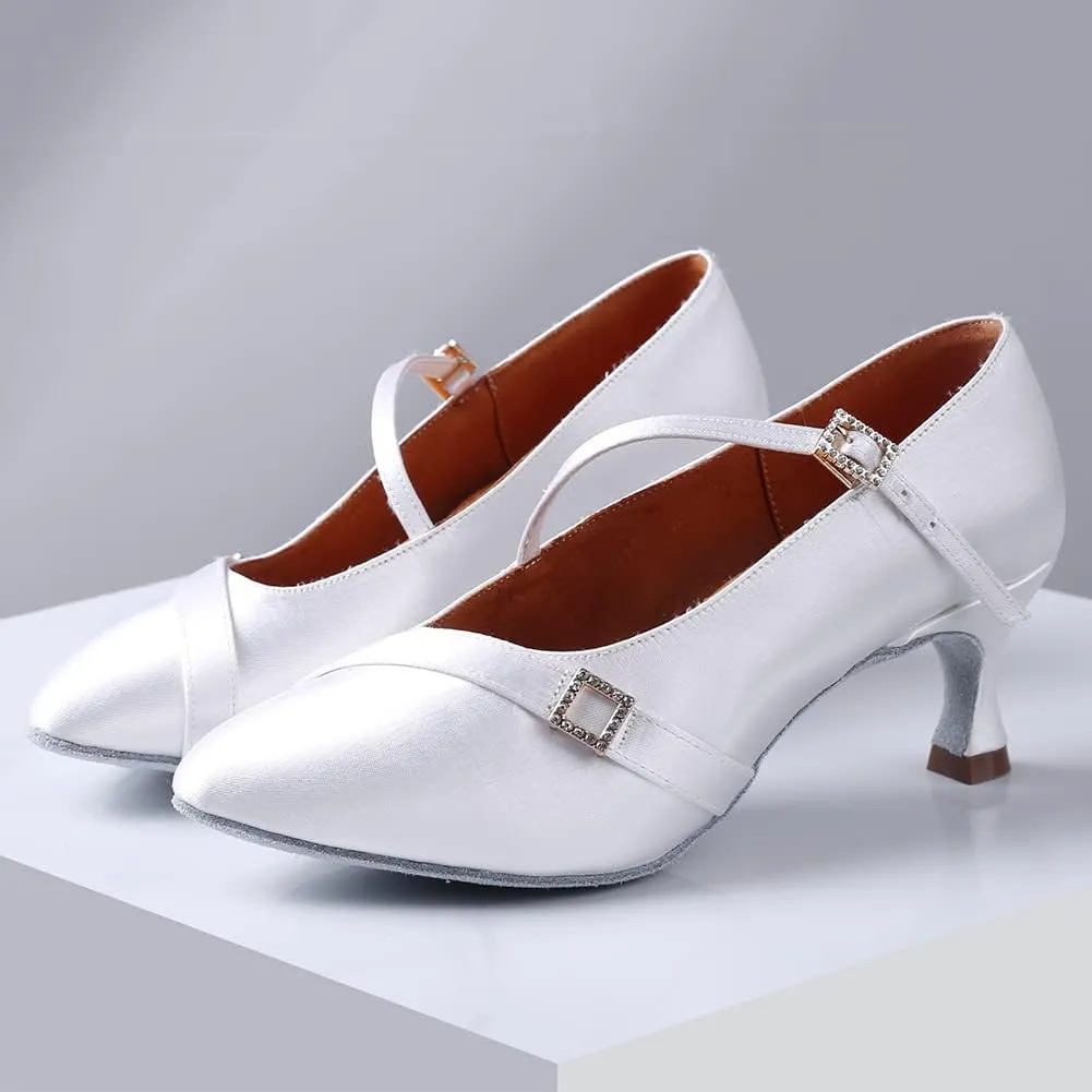 SWDZM Women Ballroom Dance Shoes Closed Toe Latin Salsa Walts Tango Character Dancing Shoes