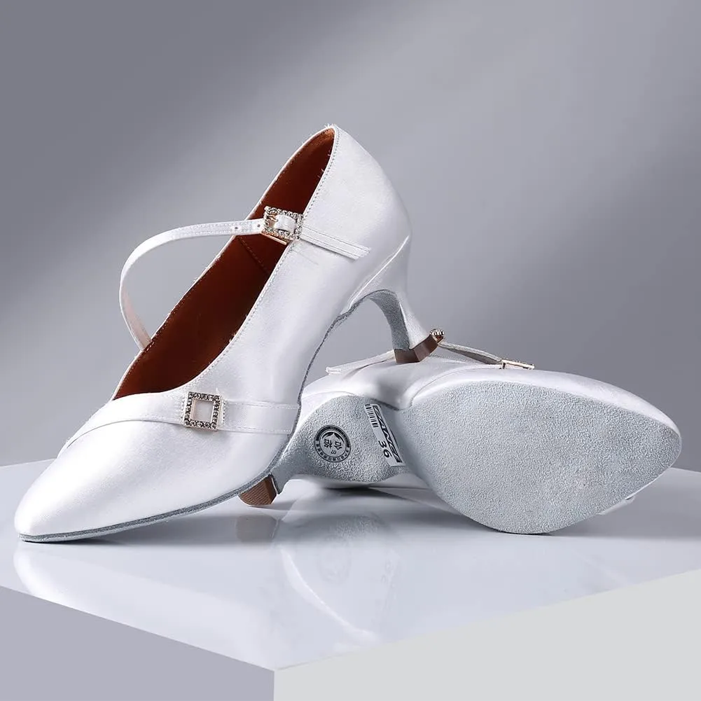 SWDZM Women Ballroom Dance Shoes Closed Toe Latin Salsa Walts Tango Character Dancing Shoes