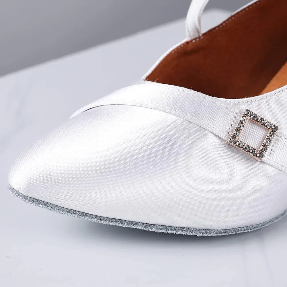 SWDZM Women Ballroom Dance Shoes Closed Toe Latin Salsa Walts Tango Character Dancing Shoes