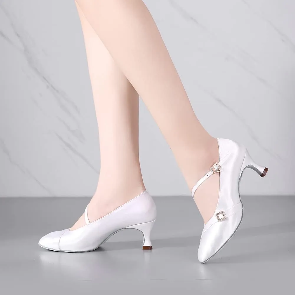 SWDZM Women Ballroom Dance Shoes Closed Toe Latin Salsa Walts Tango Character Dancing Shoes