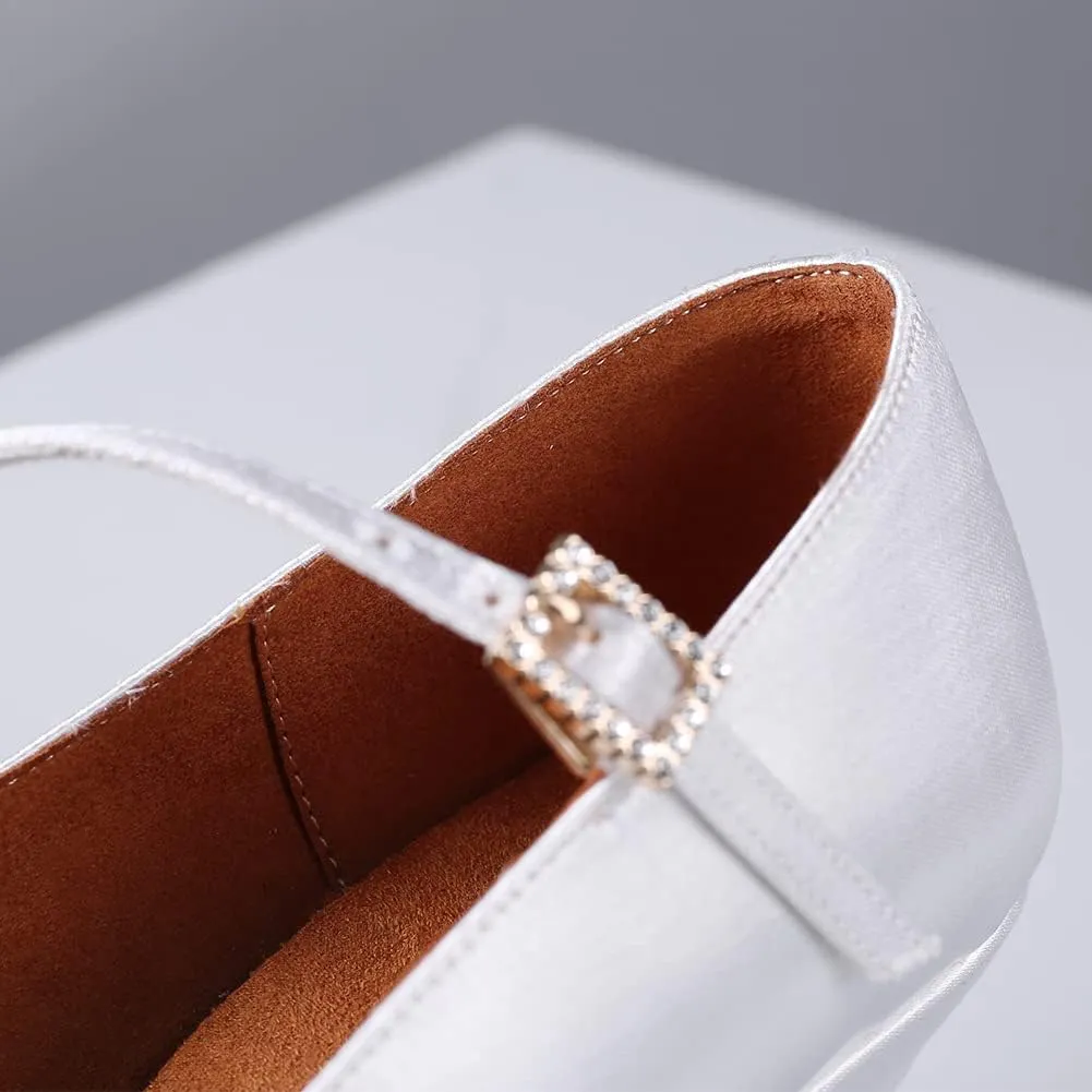 SWDZM Women Ballroom Dance Shoes Closed Toe Latin Salsa Walts Tango Character Dancing Shoes