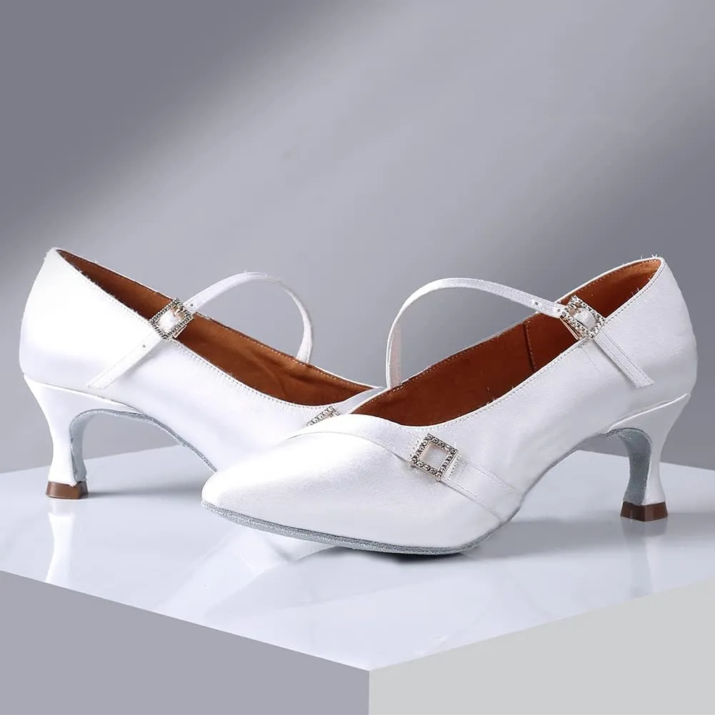 SWDZM Women Ballroom Dance Shoes Closed Toe Latin Salsa Walts Tango Character Dancing Shoes