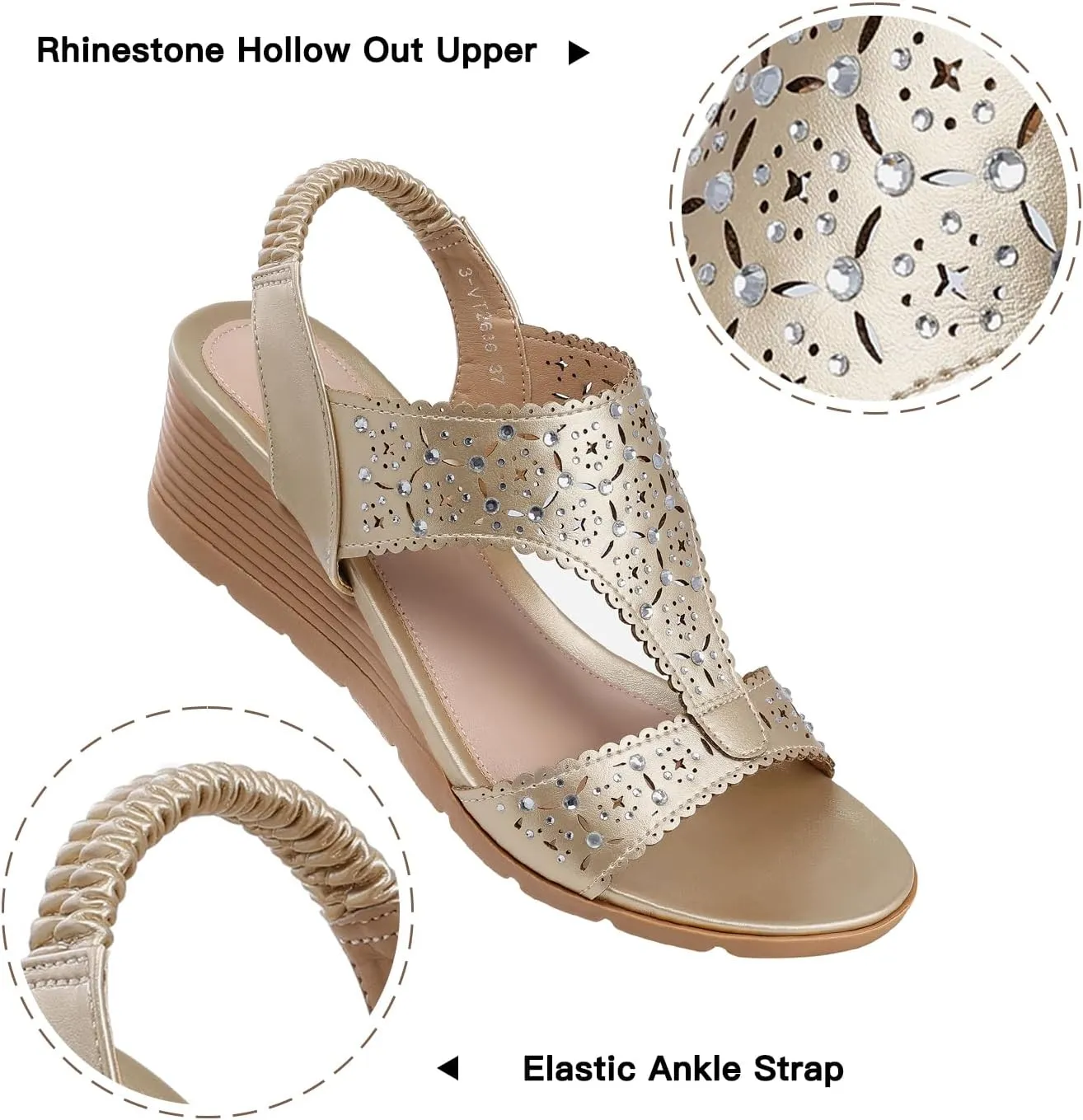 SWQZVT Wedge Sandals Women Dressy: Summer Low Wedges Comfort Sandal - Comfortable Strappy Casual Womens Sandals