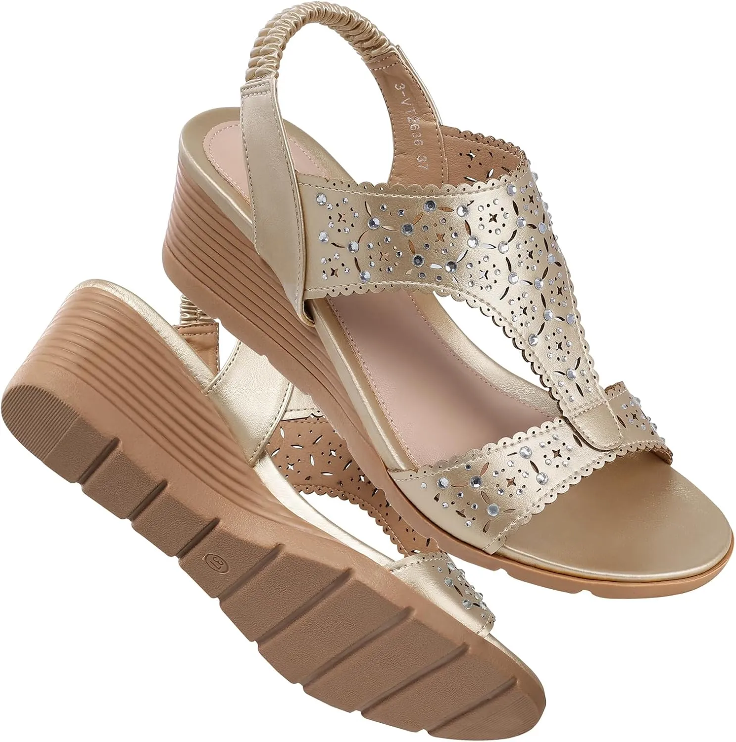 SWQZVT Wedge Sandals Women Dressy: Summer Low Wedges Comfort Sandal - Comfortable Strappy Casual Womens Sandals