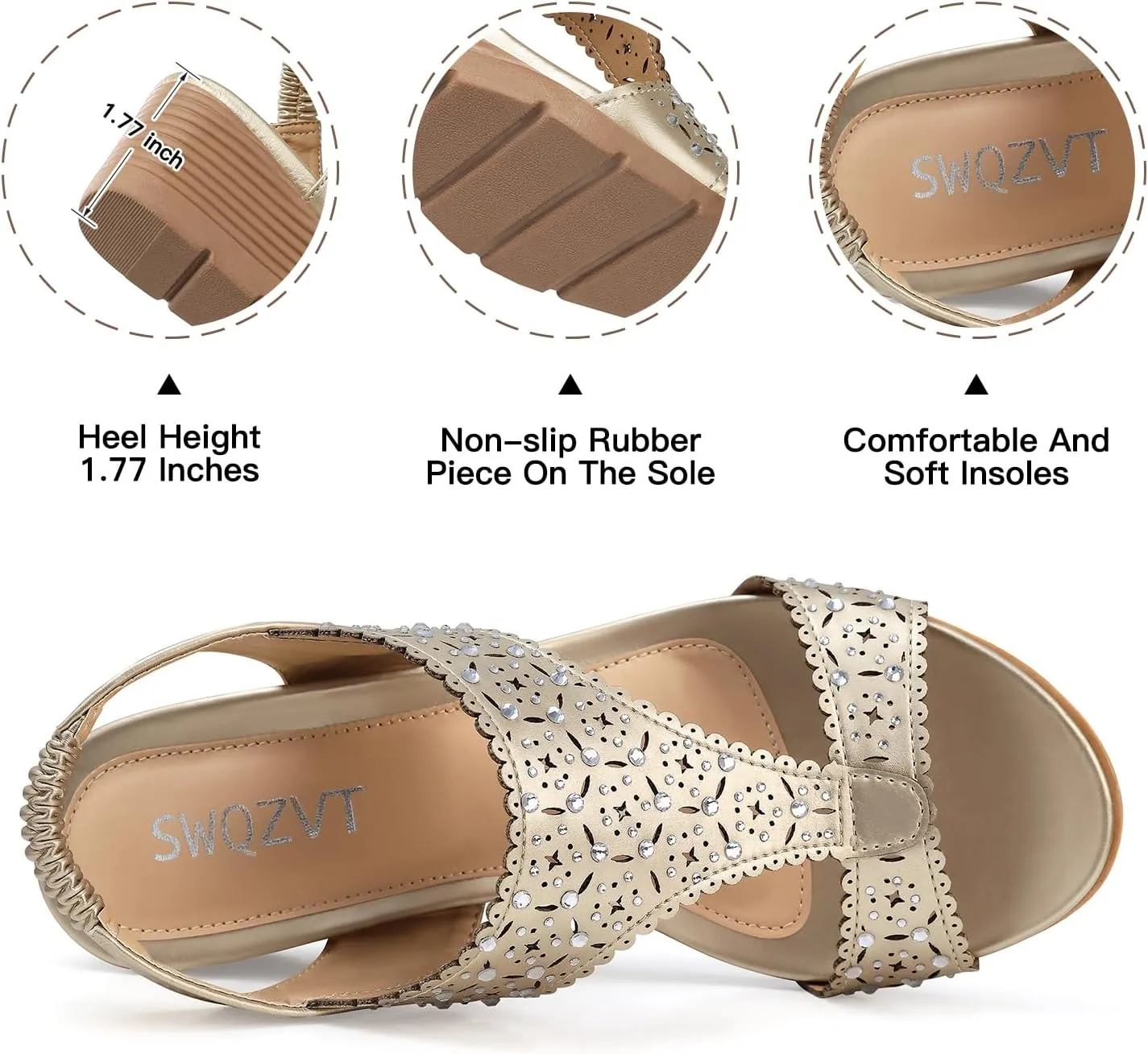 SWQZVT Wedge Sandals Women Dressy: Summer Low Wedges Comfort Sandal - Comfortable Strappy Casual Womens Sandals
