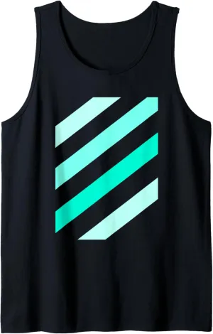 Teal Aqua Stripe Shades Teal Aqua Graphic Tank Top