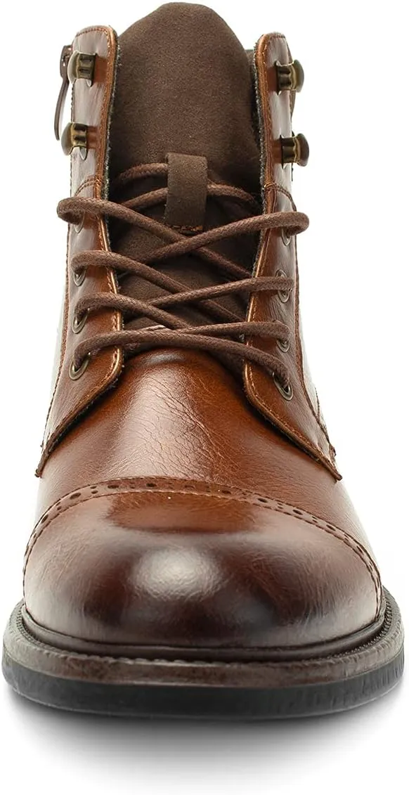 Temeshu Mens Casual Lace Up Motorcycle Boots Classic Combat Ankle Boots(with shoelaces) HH06