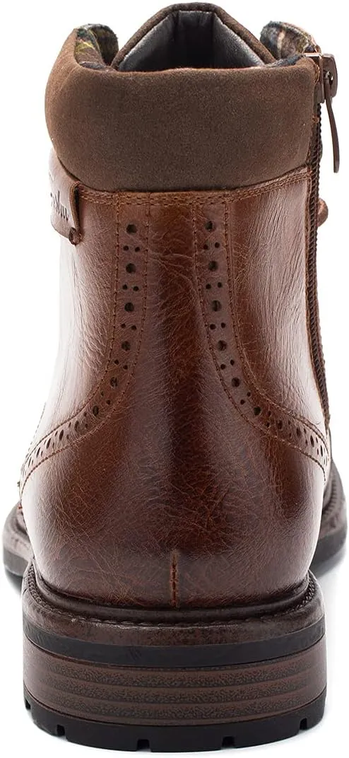 Temeshu Mens Casual Lace Up Motorcycle Boots Classic Combat Ankle Boots(with shoelaces) HH06