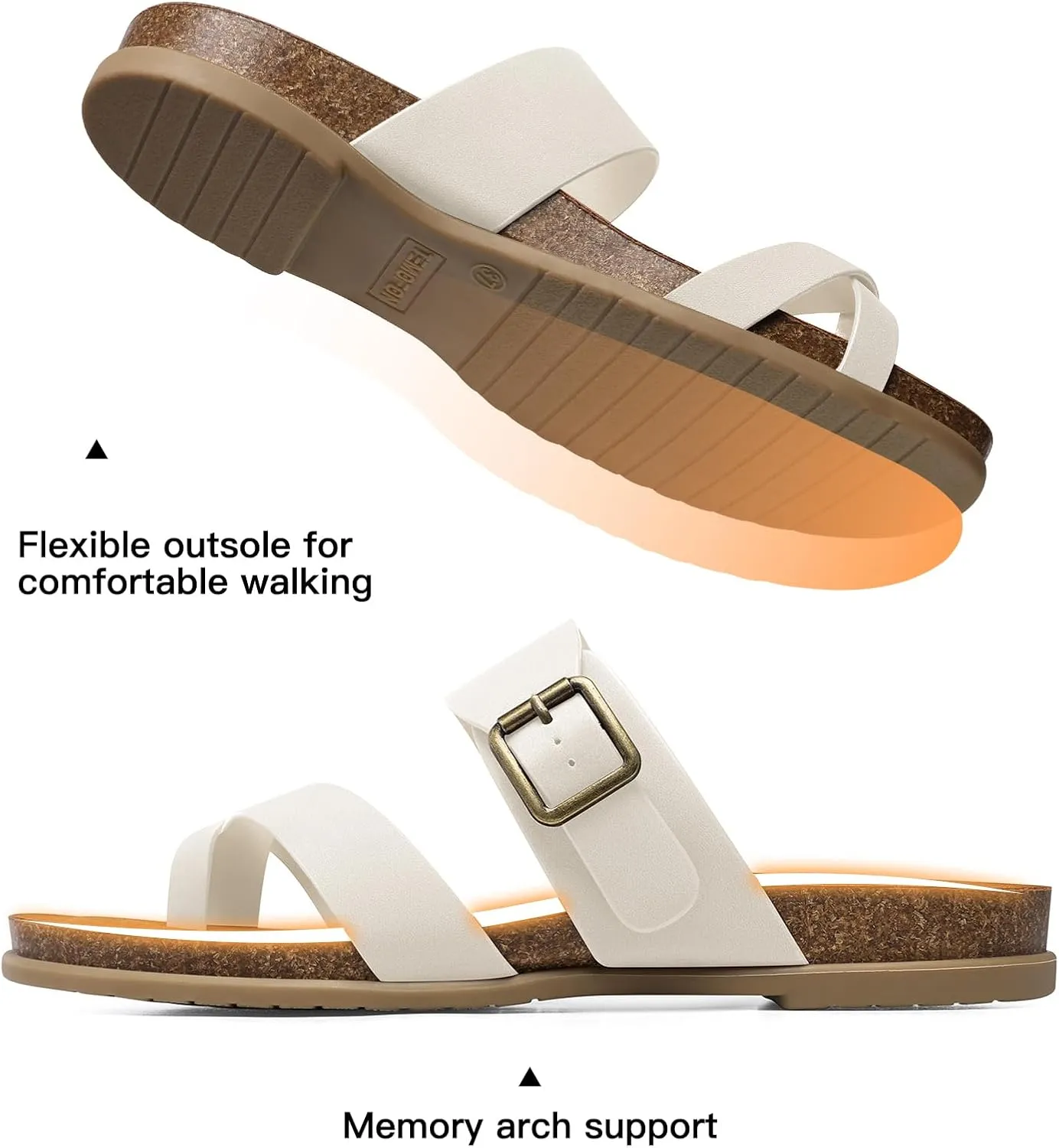 TEMOFON Womens Flat Sandals with Arch Support Adjustable Straps Comfortable Summer Walking Casual Flip Flops Size 5-11