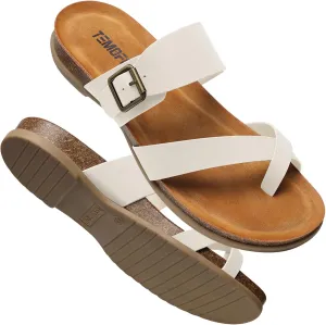TEMOFON Womens Flat Sandals with Arch Support Adjustable Straps Comfortable Summer Walking Casual Flip Flops Size 5-11