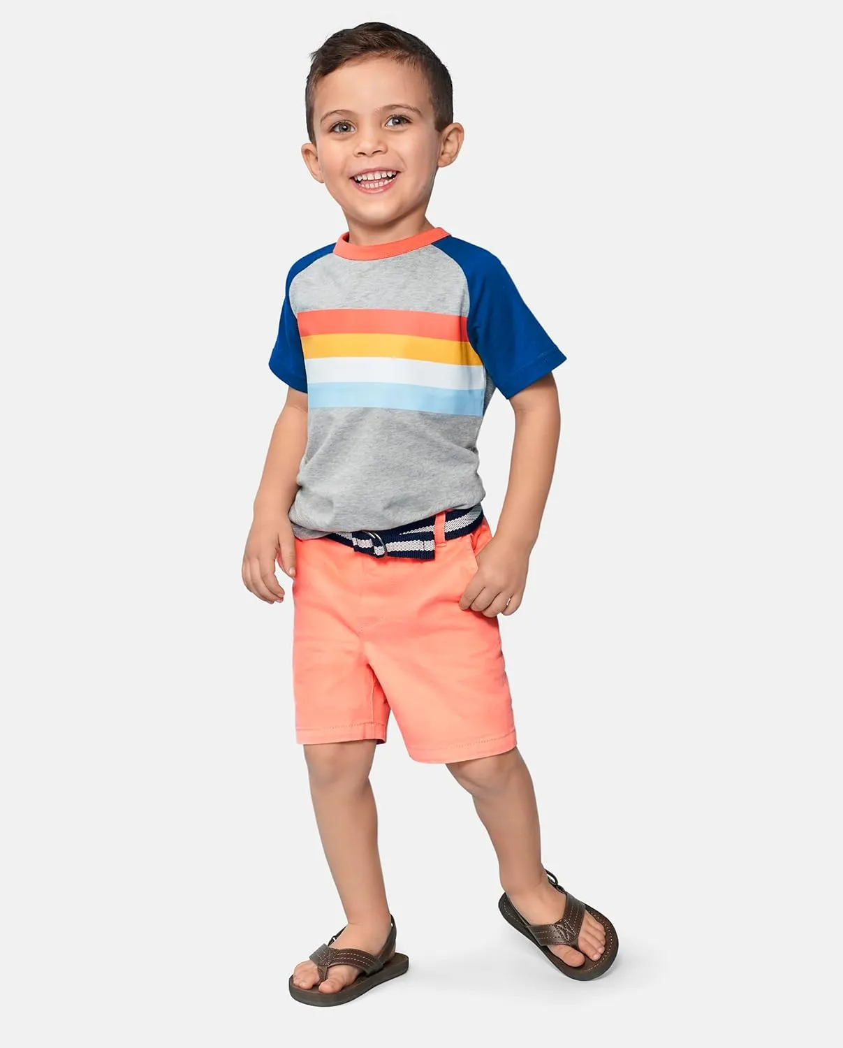 The Children's Place Baby Boys and Toddler Casual Flip Flops with Backstrap, Tan