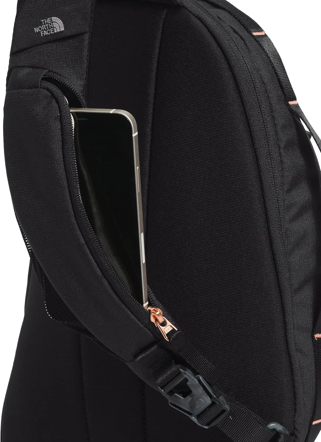 THE NORTH FACE Women's Isabella Sling - PFAS Free, TNF Black Light Heather/Burnt Coral Metallic-NPF, One Size