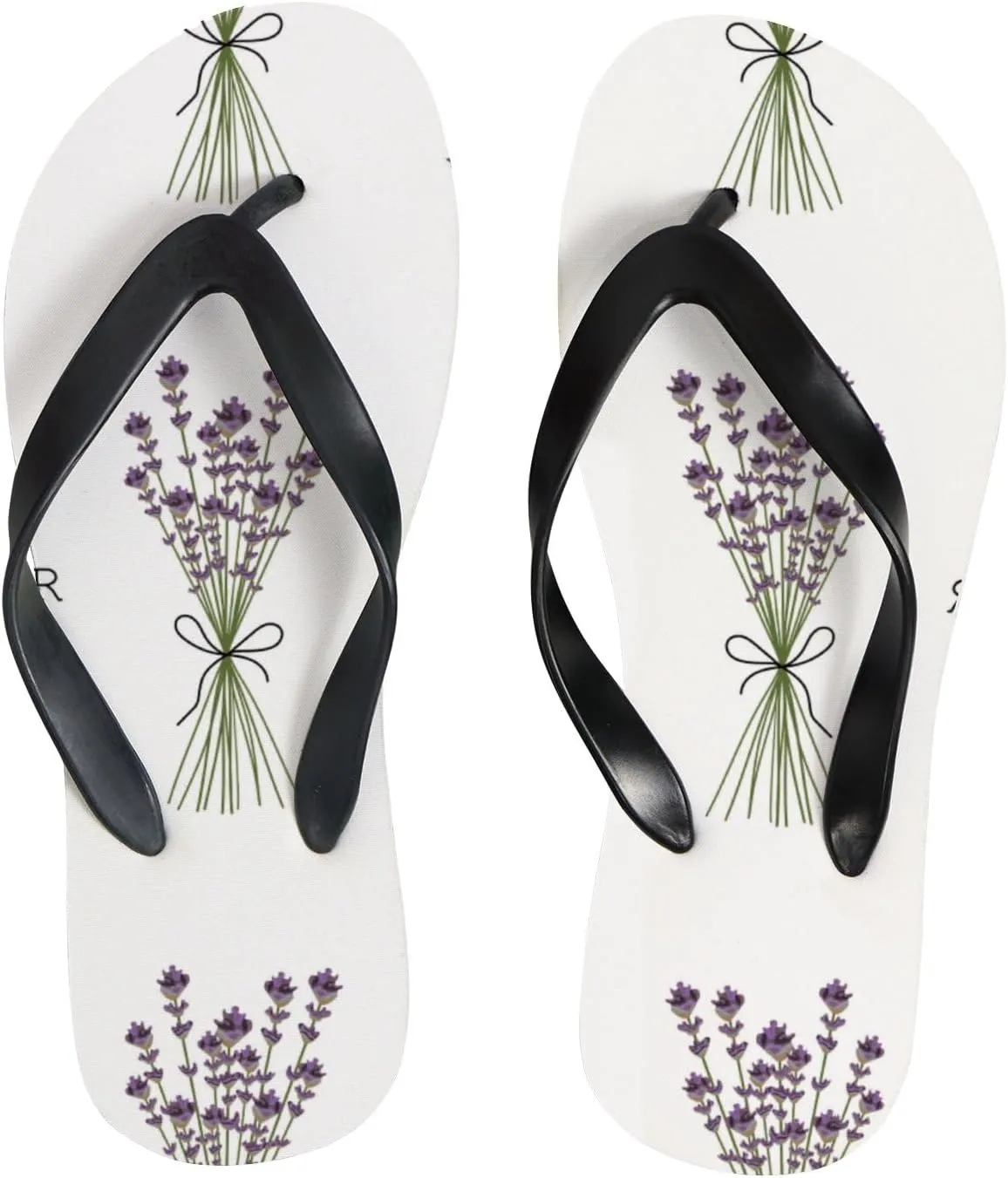 Thong Slippers Flip Flops for Women Spring Blooming Lavender Casual Flat Slide Beach Slippers Sandals Shower Shoes