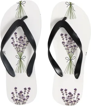 Thong Slippers Flip Flops for Women Spring Blooming Lavender Casual Flat Slide Beach Slippers Sandals Shower Shoes