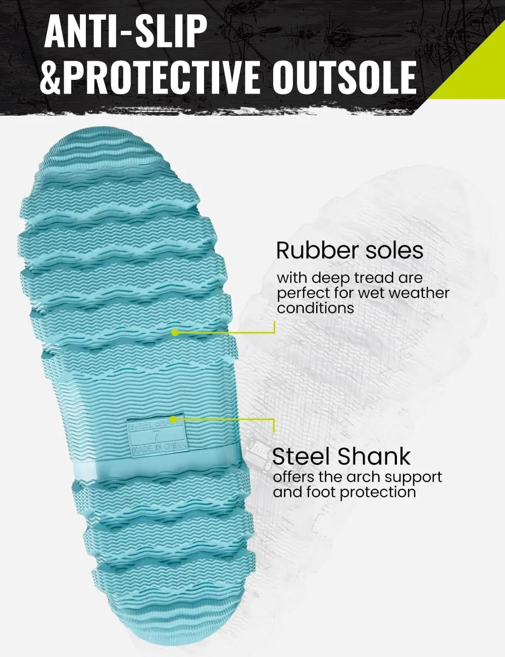TIDEWE Rubber Boots for Women Multi-Season, Waterproof Rain Boots with Steel Shank, 6mm Neoprene Durable Rubber Outdoor Hunting Boots (Pink & Green)