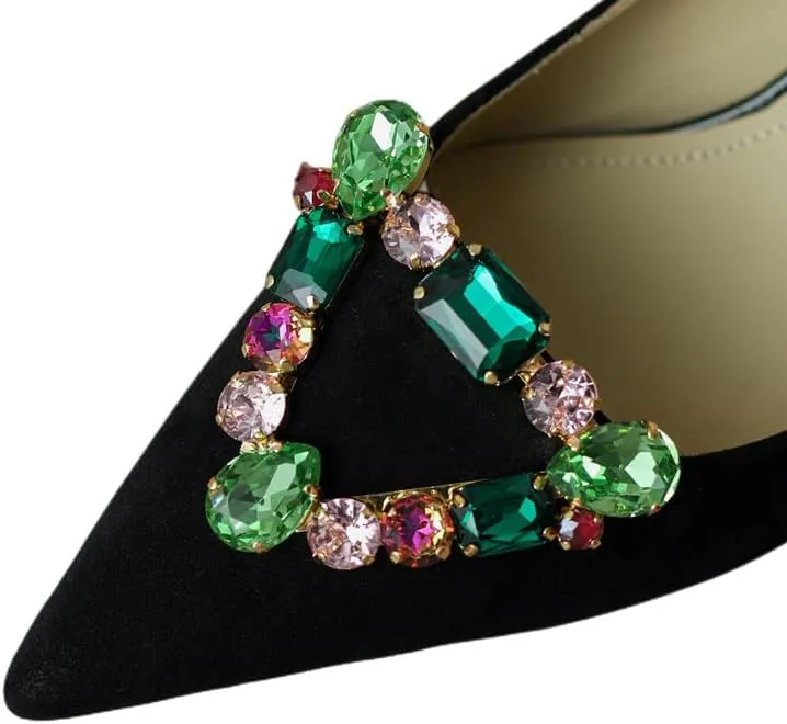 TinaCus Pointed Toe Suede Leather Handmade Jewelry Decor Stiletto Mid Heels Women's Chic Pumps Shoes