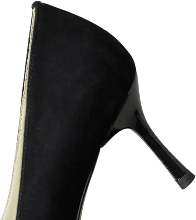 TinaCus Pointed Toe Suede Leather Handmade Jewelry Decor Stiletto Mid Heels Women's Chic Pumps Shoes