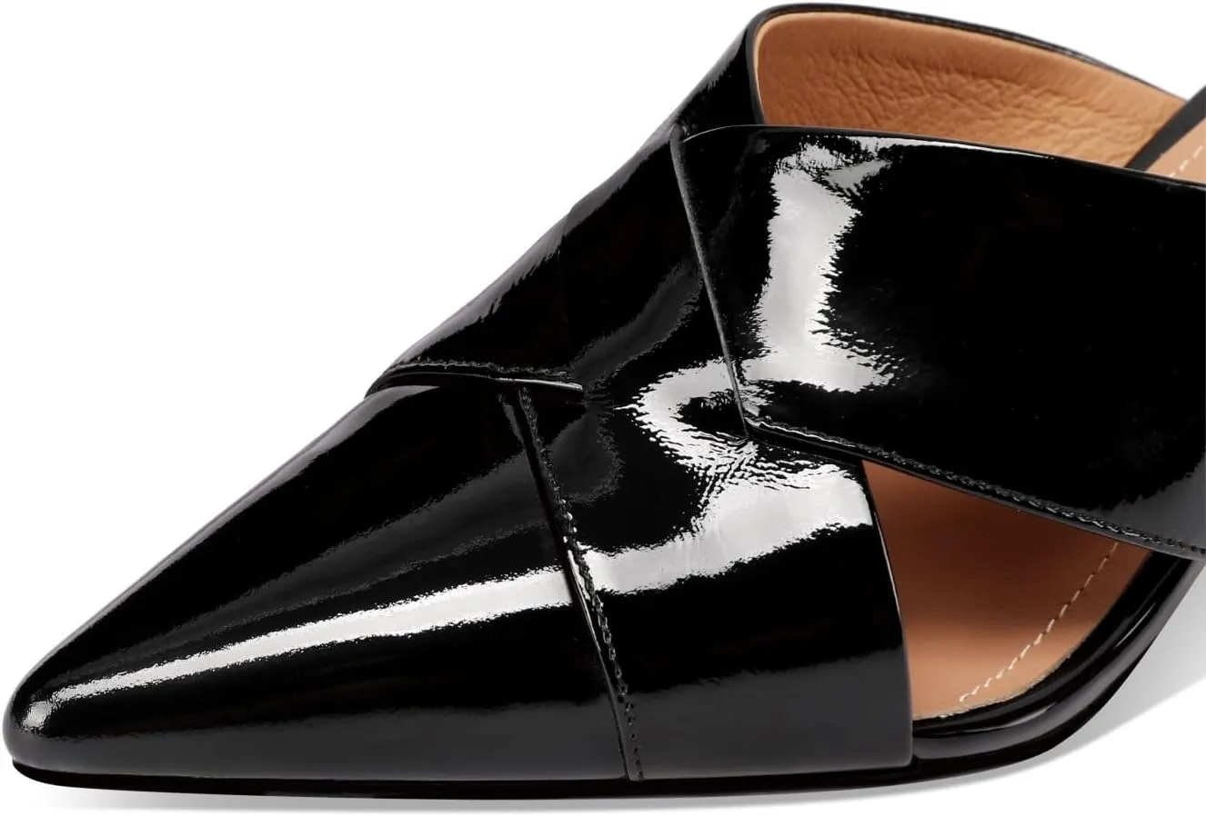 TinaCus Women's Pointed Toe Glossy Patent Leather Handmade Mid Heels Chic Sandal Slippers
