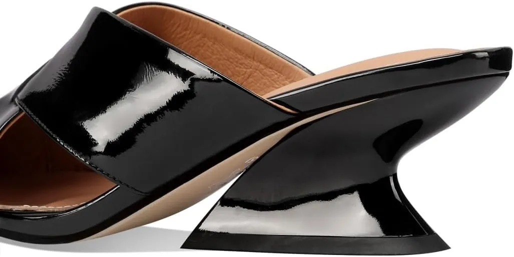 TinaCus Women's Pointed Toe Glossy Patent Leather Handmade Mid Heels Chic Sandal Slippers