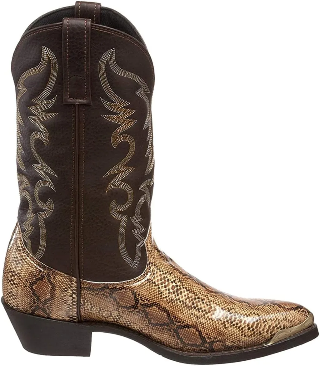 Tongzone Cowboy Boots For Men Classic Western Boot Embroidered Round Toe Durable Traditional Country Boots