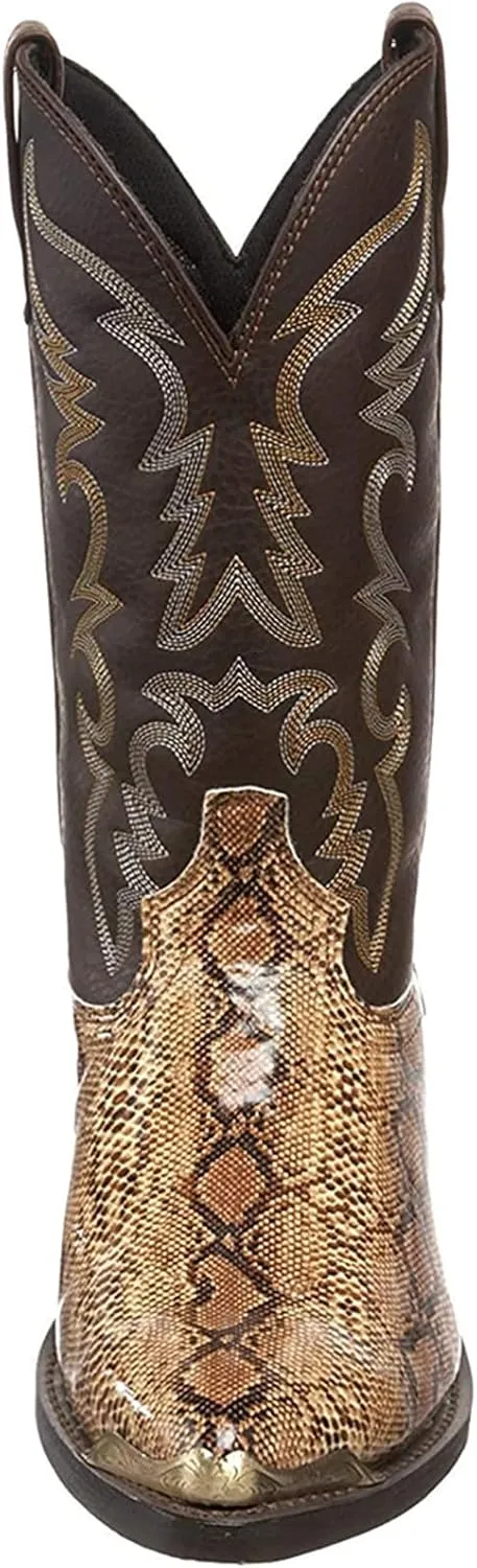 Tongzone Cowboy Boots For Men Classic Western Boot Embroidered Round Toe Durable Traditional Country Boots