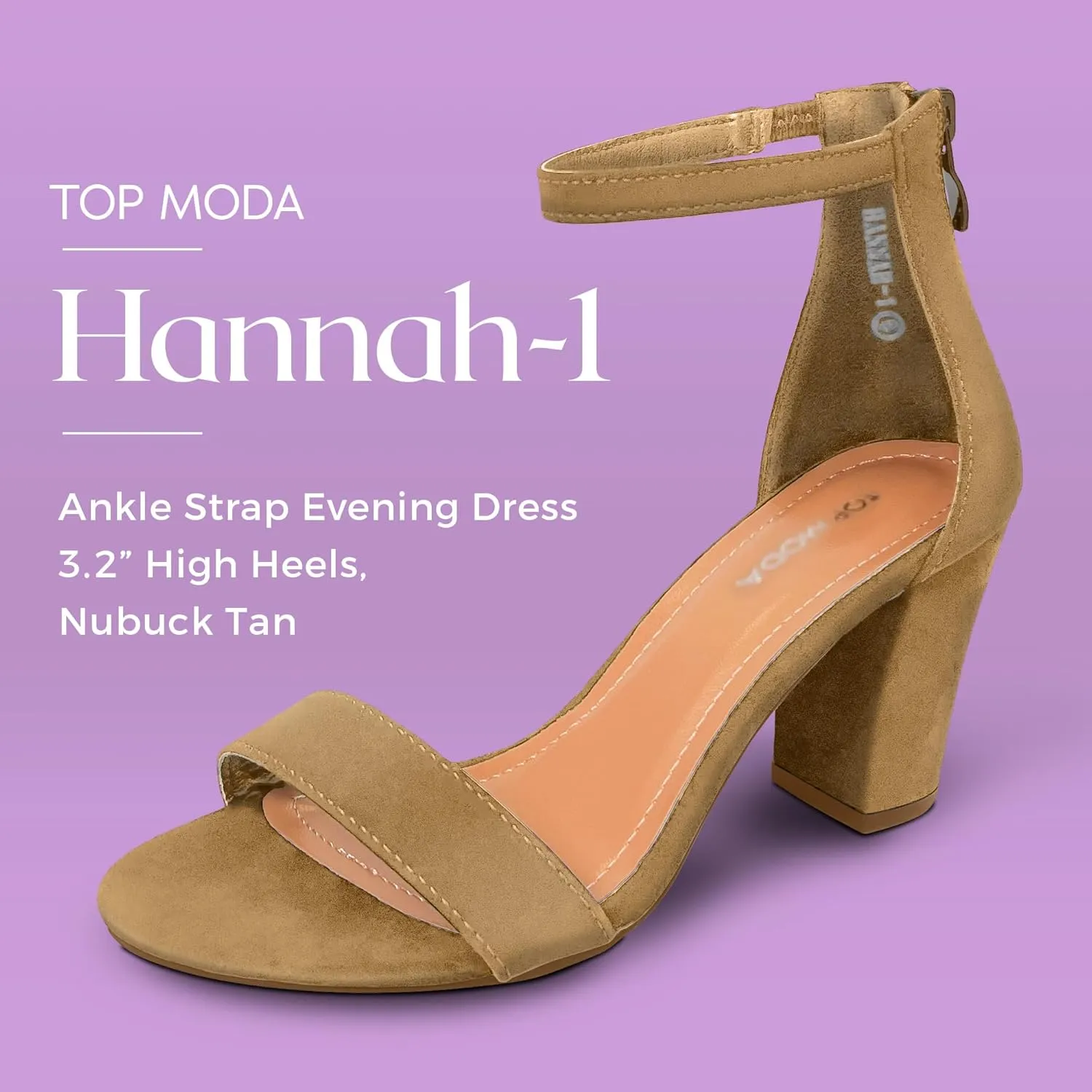 TOP MODA Hannah-1 Ankle Strap Dressy High Heel Sandal, Non-slip Sole, For Wedding, Party, Prom, Evening Wear, or Any Occasion, Sleek Style Block Heel Sandals