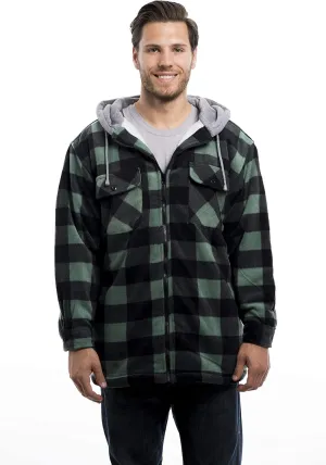 TrailCrest Men's Warm Sherpa Lined Hoodie Fleece Shirt Jacket, Classic Zip Up Buffalo Plaid (Regular and Big & Tall Sizes)
