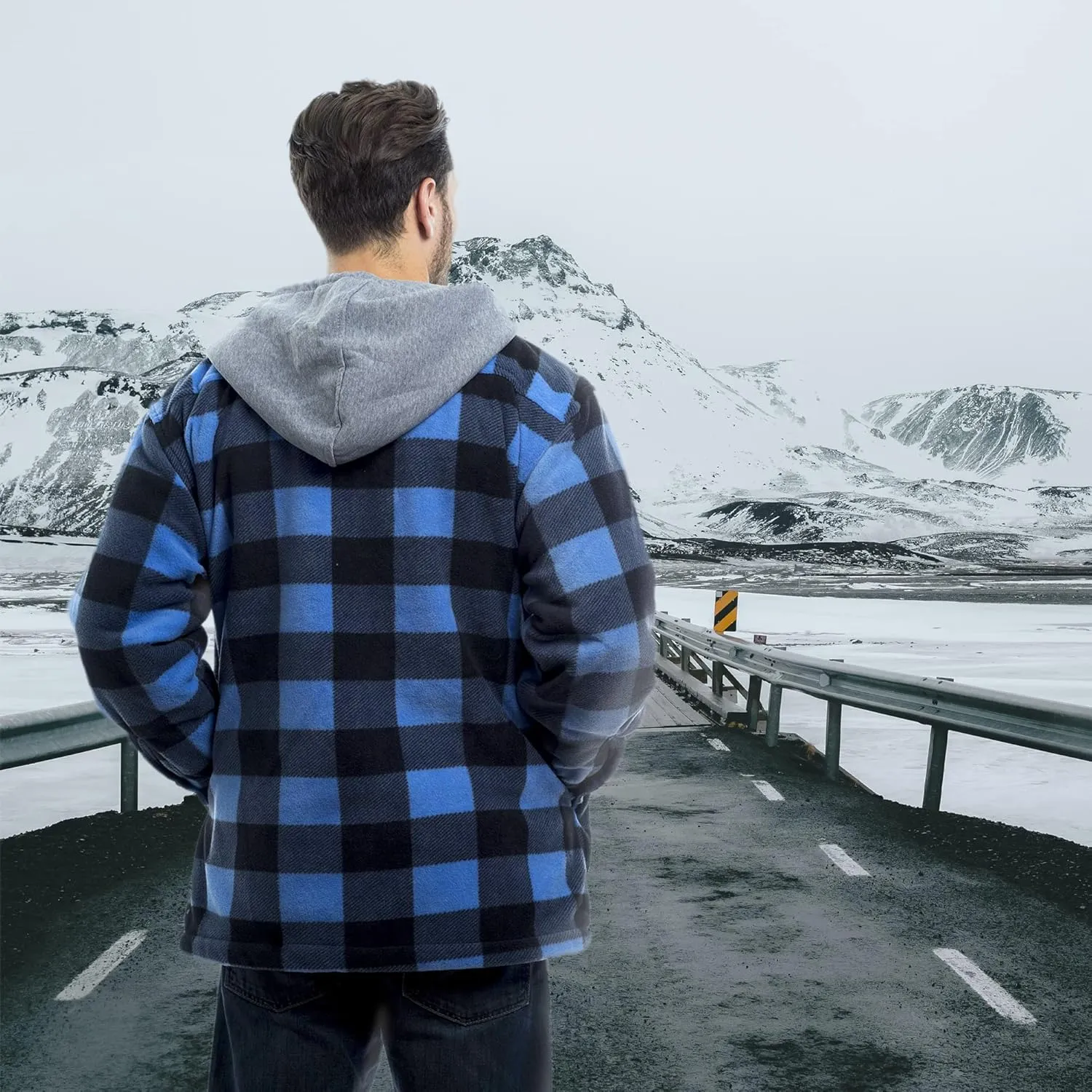 TrailCrest Men's Warm Sherpa Lined Hoodie Fleece Shirt Jacket, Classic Zip Up Buffalo Plaid (Regular and Big & Tall Sizes)