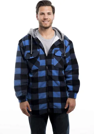 TrailCrest Men's Warm Sherpa Lined Hoodie Fleece Shirt Jacket, Classic Zip Up Buffalo Plaid (Regular and Big & Tall Sizes)