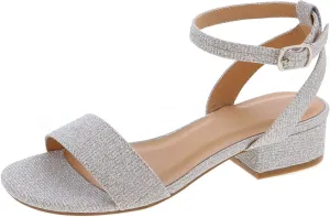 TruFox Open Toe Ankle Strap Low Block Heel Dressy Sandal