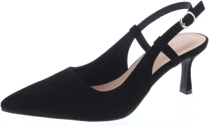 TruFox Women's Pointed Toe Kitten Heel Pumps Slingback Short Heel Slip On