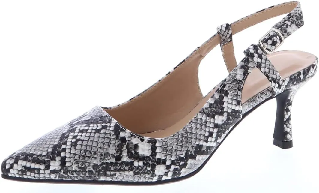 TruFox Women's Pointed Toe Kitten Heel Pumps Slingback Short Heel Slip On