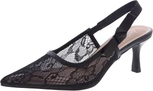 TruFox Women's Pointed Toe Kitten Heel Pumps Slingback Short Heel Slip On
