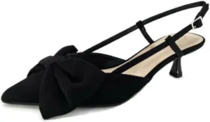 TruFox Women's Slingback Pumps with Bow Pointed Toe Kitten Heel Short Heel Slip On