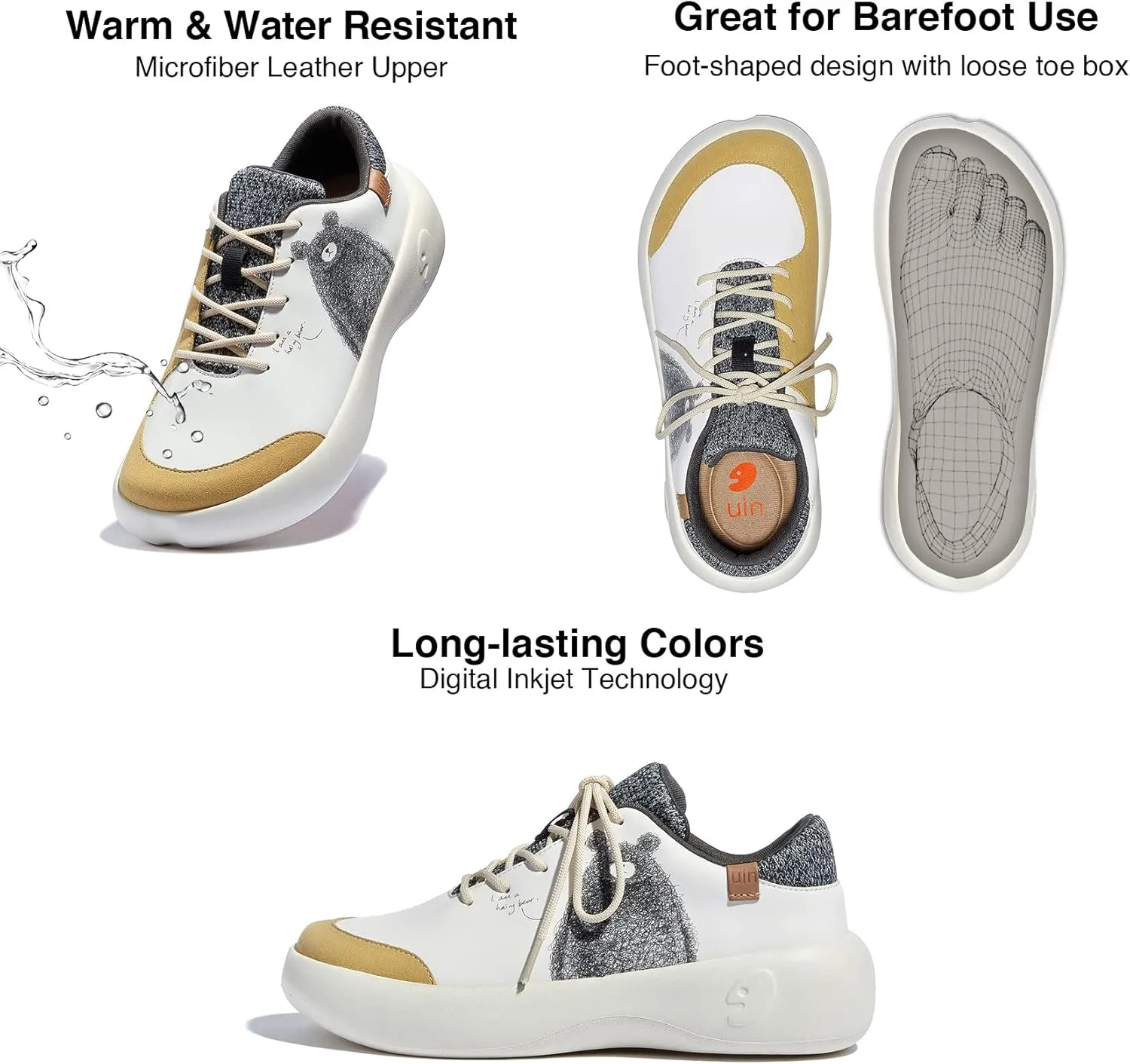 UIN Women's Art Painted Fashion Sneaker Wide Toe Lace-up Lightweight Comfort Walking Travel Shoes Bartello