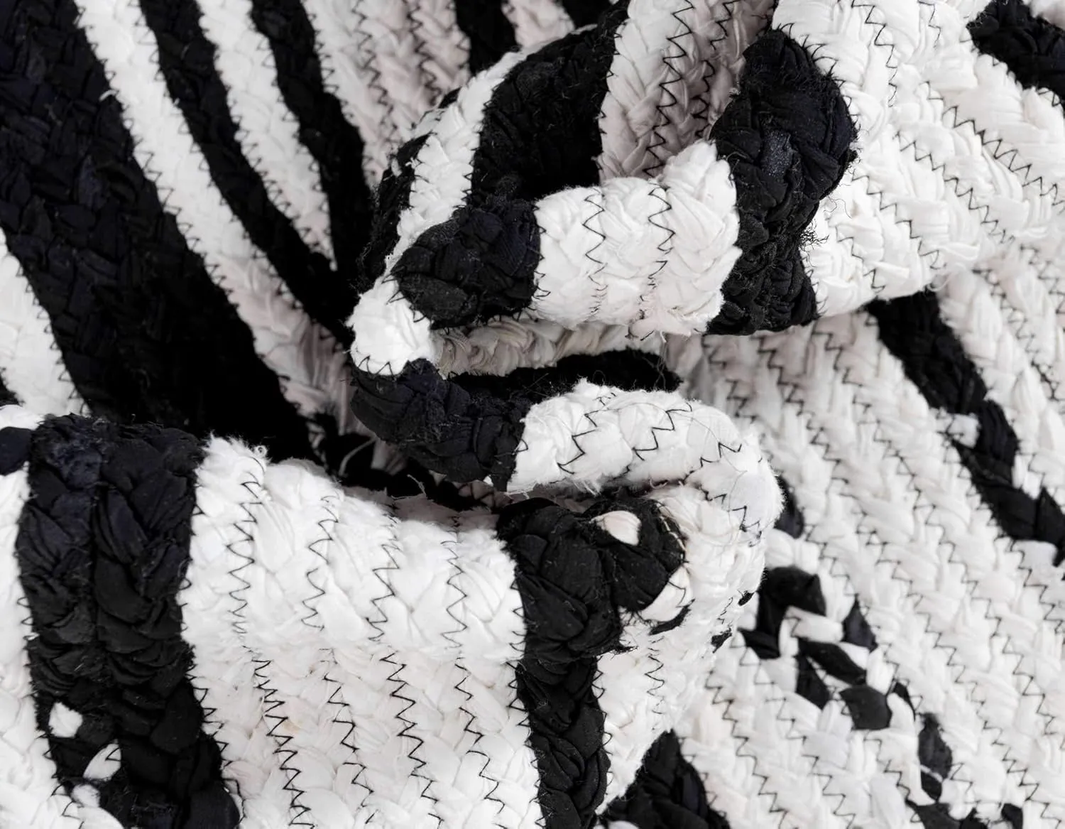 Unique Loom Braided Chindi Collection Casual Modern Black Runner Rug (2' 6 x 6' 0)