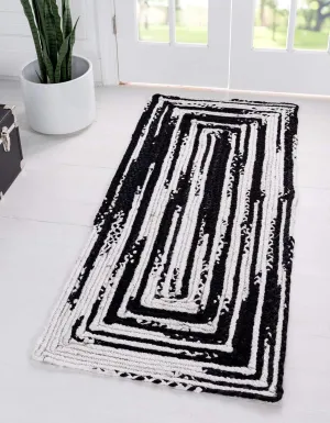 Unique Loom Braided Chindi Collection Casual Modern Black Runner Rug (2' 6 x 6' 0)